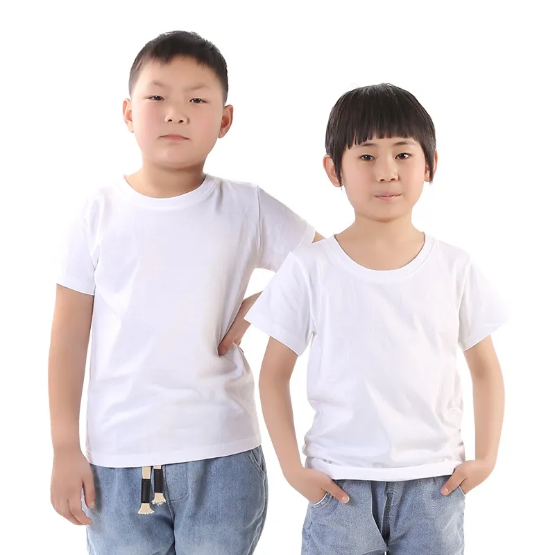 Sublimação branca em branco para criança transferência de calor camisetas roupas de poliéster Roupas de pai-filho DIY Tamanho americano 2T/4T/6T/8T/10T/12T/14T A12