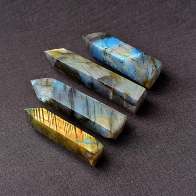 Natural Elongated Lime Moonstone Hexagonal Prism Rough Stone Art