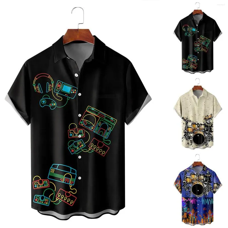 Mäns T -skjortor 2023 3D Print målning Floral Hawaiian Shirt Men Kvinnor avvisar krage vintage Street Men's Plain