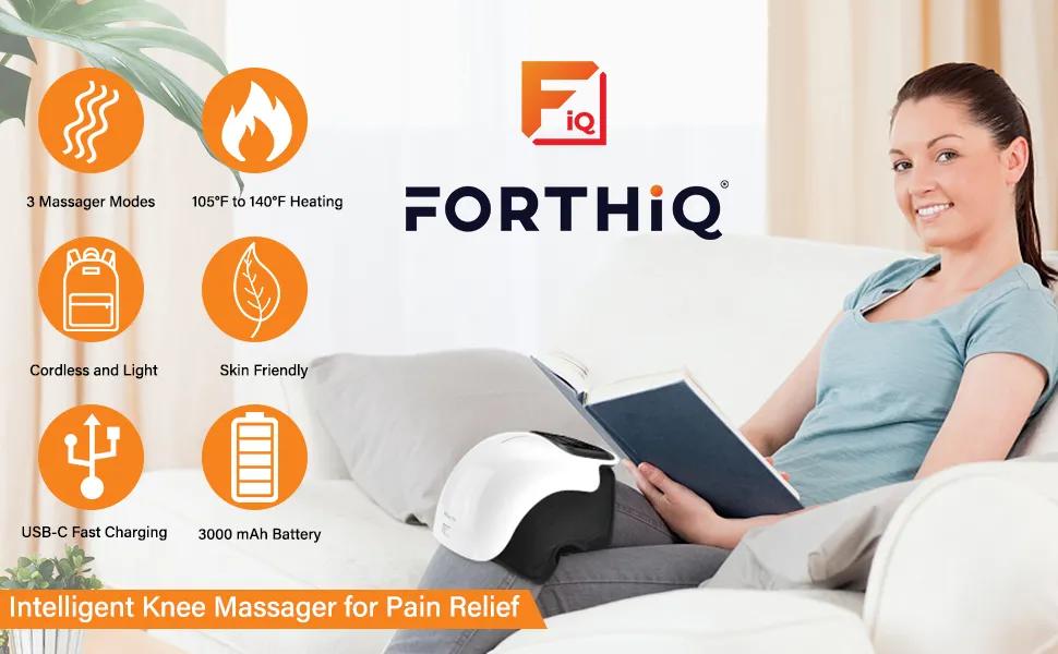 FORTHiQ Cordless Knee Massager, FDA Registered, Infrared Heat and Vibration Knee Pain Relief for Swelling Stiff Joints