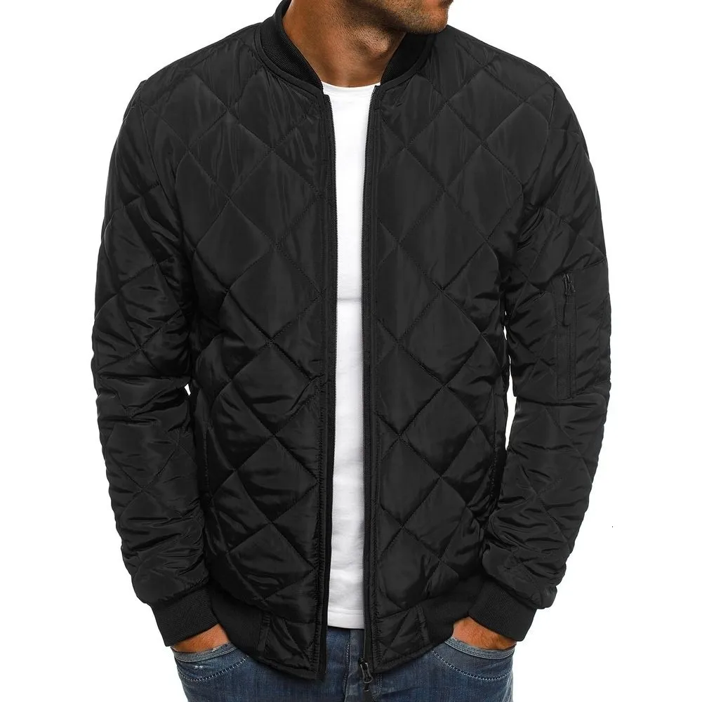 Men's Down Parkas Casual Plaid Jacket Wind Breaker Overcoat Winter Clothes Windproof Zipper s Male Clothing 230301