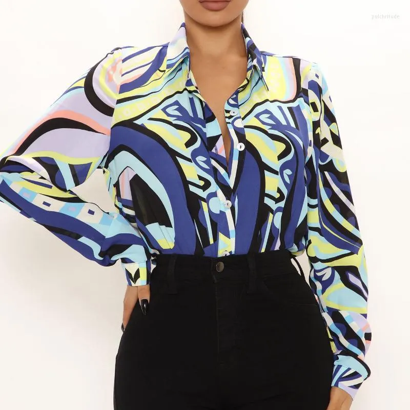 Women s Blouses Women s 2023 Spring Long Sleeve Shirt Printed Top Blusas De Chifon Elegantes Camisas Mujer
