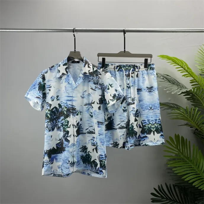 2 Sommermode Herren Trainingsanzüge Hawaii Strandhosen Set Designerhemden Druck Freizeithemd Mann Slim Fit Der Vorstand Kurzarm Kurze Strände#21