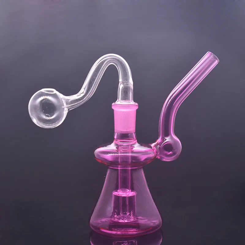 Mini Beaker Bong Bubbler Smoking Water Bongs 14mm Joint Matrix Perc Glass Oil Burner Bongs Dab Oil Rigs Hookah with Bent Male Glass Oil Burner Pipe