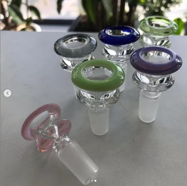 Färgglad glasskål 14mm Joint Hookahs 18mm Glass Bowl Accessory Smoking Dab Rigs Bowls