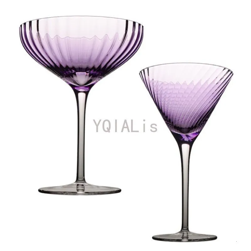 Tumblers 185 200ml Luxury Retro Goblet Crystal Glass Purple Romantic Cocktail Champagne Dessert Wine Cup Fashion Drinkware Gift 230228