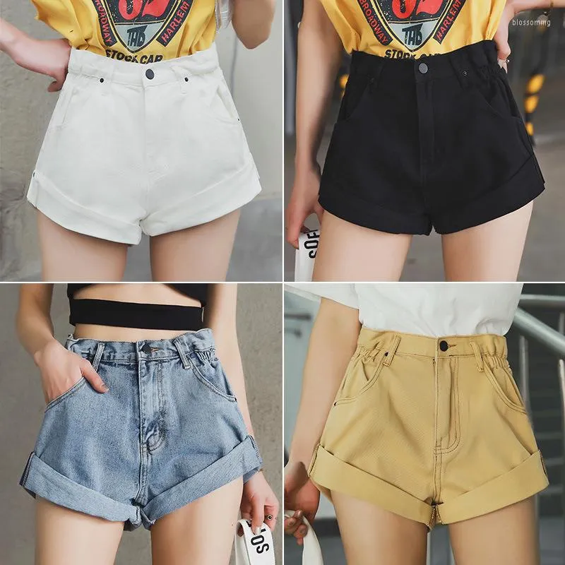 Jeans femme été noir femmes Denim Shorts Harem à volants taille haute loisirs Ulzzang dames Streetwear Chic Ins