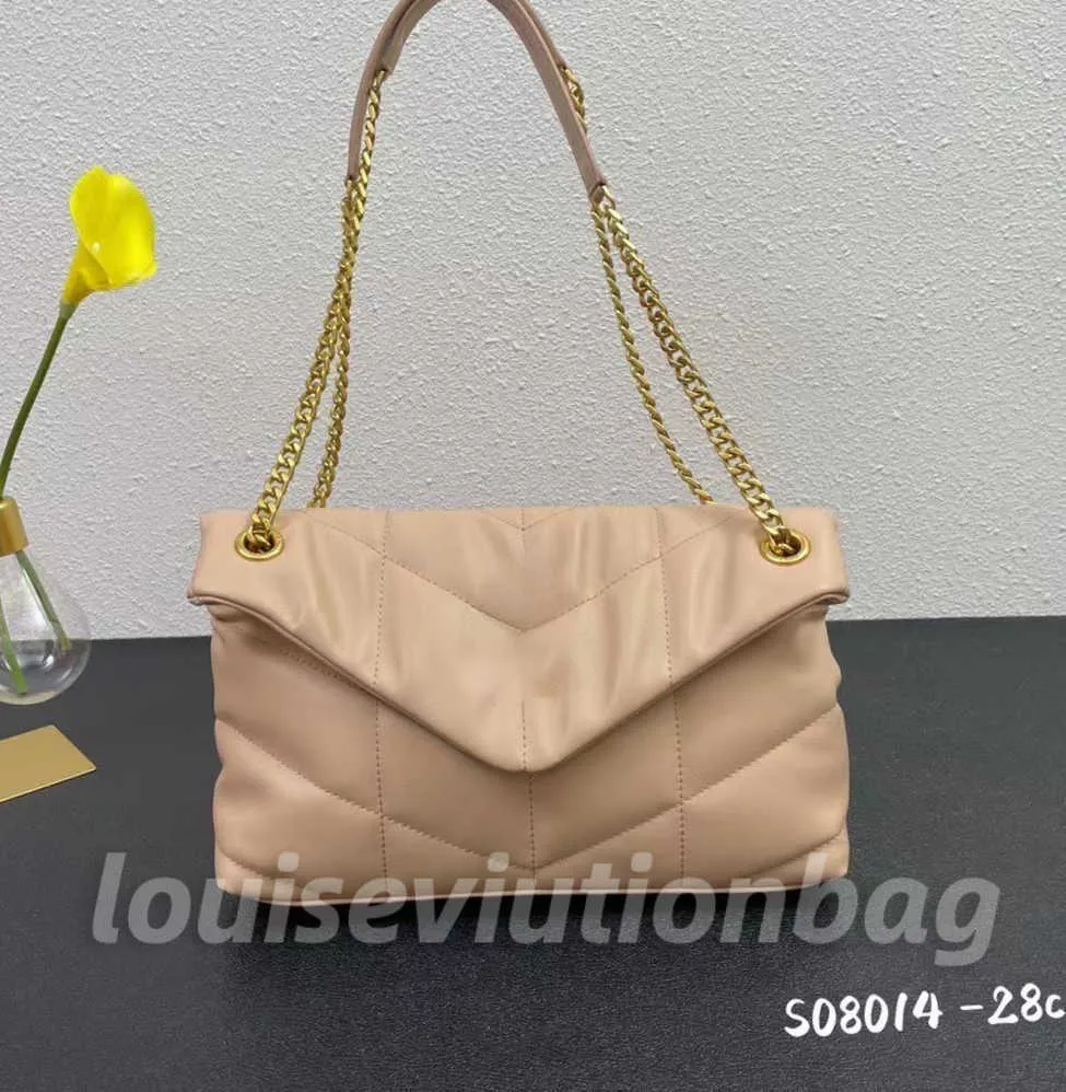 Bolso de diseñador Bolsos de caviar Bolsos Bolso de cuero genuino Bolso Lulu Cloud Bolsos tote de hombro Piel de becerro negra Rayas diagonales clásicas Cadenas acolchadas