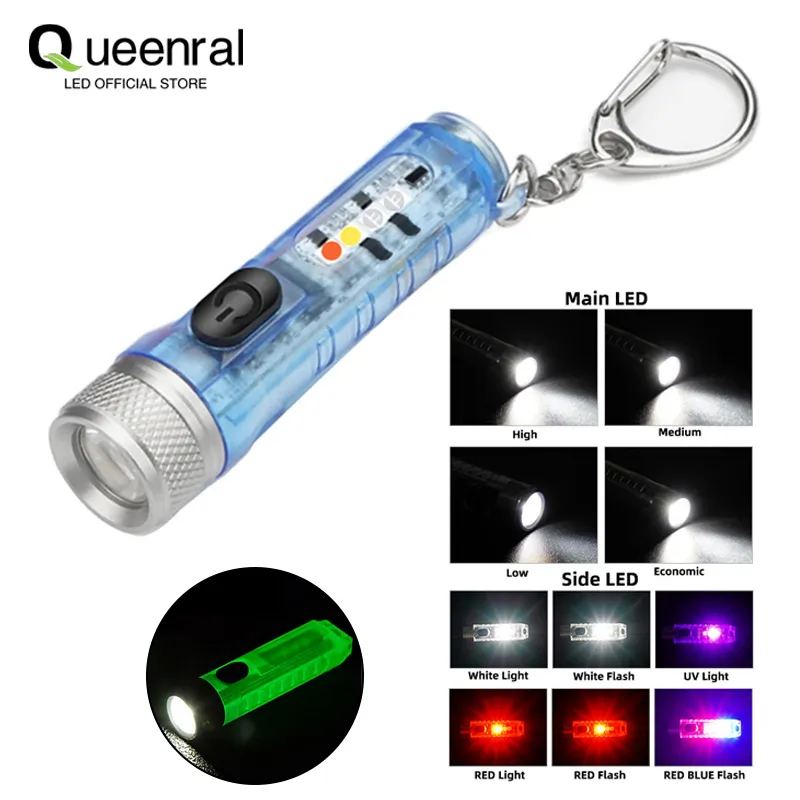 Flashlights Torches Mini Keychain LED Rechargeable Torch Portable Magnetic USB Charging High Power Camping Long Range Lantern 230228