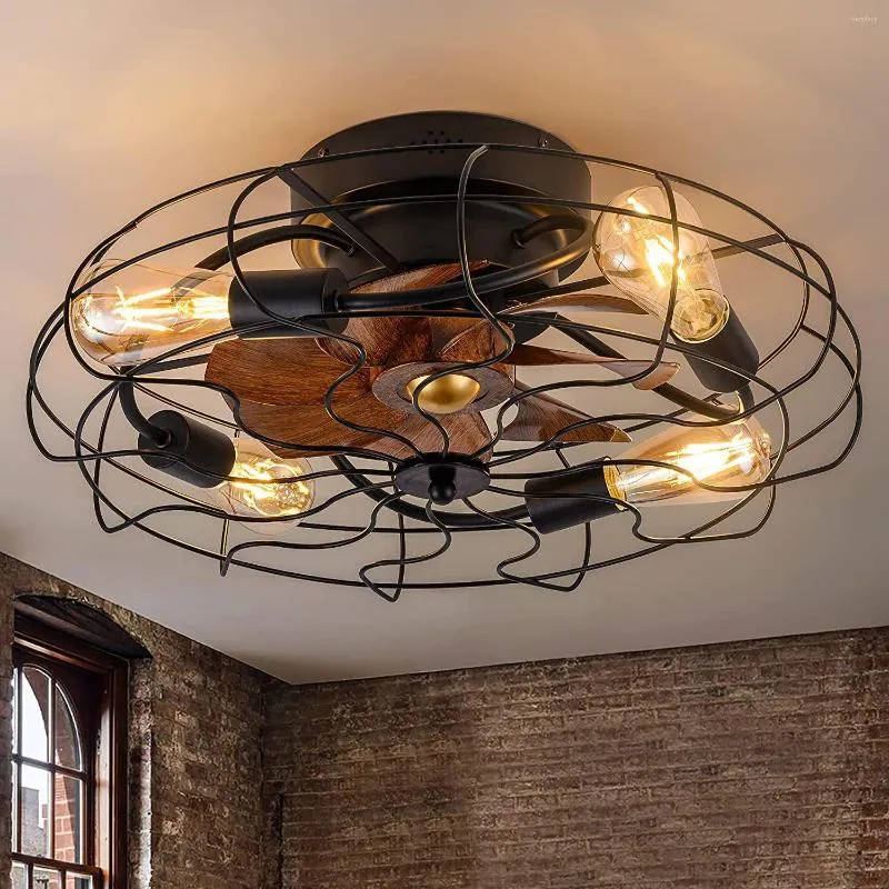Industriel rétro ventilateur lumière salon salle à manger plafond télécommande lustre maison américaine 20"