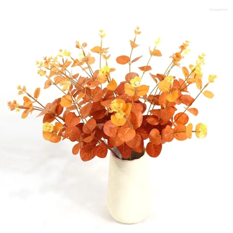 Decorative Flowers 3pcs Artificial Fall Eucalyptus Stems Plants For Floral Arrangement Wedding Party Home Autumn Thanksgiving Table Decor