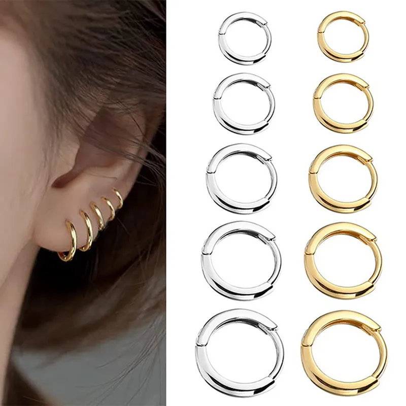 Boucles d'oreilles simples en acier inoxydable petit cerceau pour femmes hommes Cartilage oreille Piercing bijoux Pendientes Hombre Mujer 2 pièces