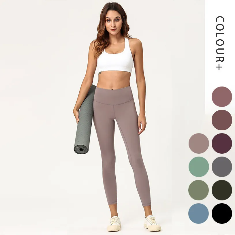 Yoga Pants Womens Designer Align yoga Leggings Elastic Fitness High Waist Solid Color Outdoor Sport Clothes Gym Wear Breathable Quick Nine-Point Pants