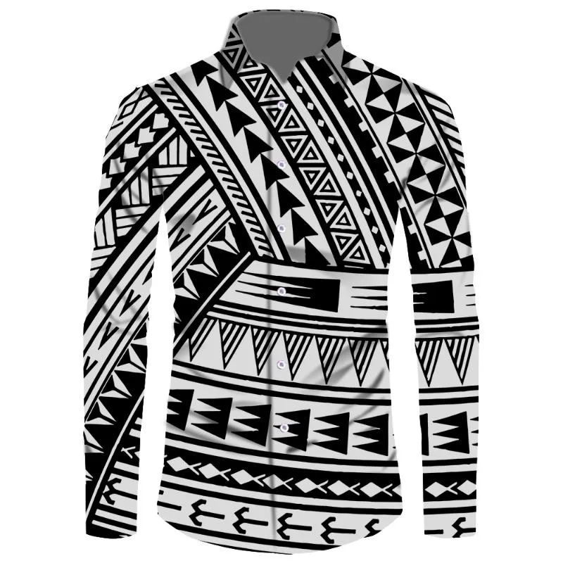 Men's Dress Shirts Full Pattern Custom Low Price Polynesian Tribal Clothing Button 6XL Loose Shirt For Men