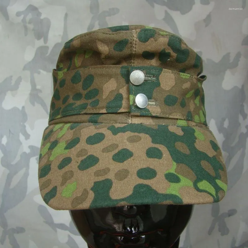 Basker WWII German Elite Em Summer Dot44 Peas Camo Camouflage Field Cotton Cap Reenactment Militärhatt i storlekar