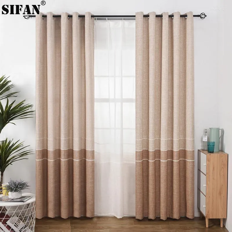 Curtain Japan Style Thick Faux Linen Window Living Room For Bedroom Modern Blackout Drapes Custom Made