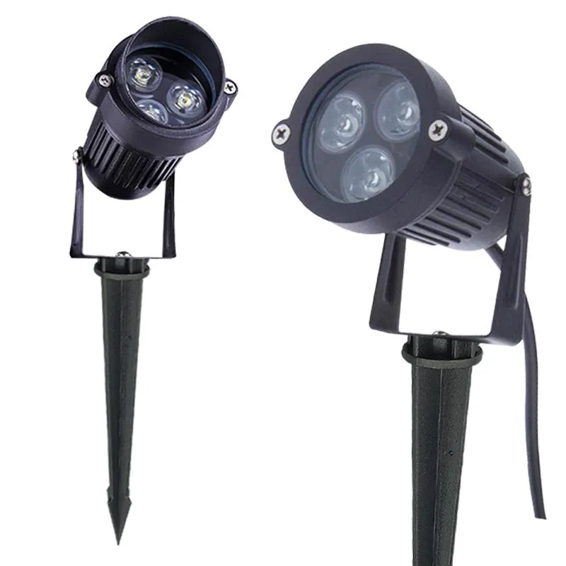 잔디밭 램프 3W 9W 방수 스파이크 조경 LED 조명 110 220V DC12V SPON IP65 정원을위한 실외
