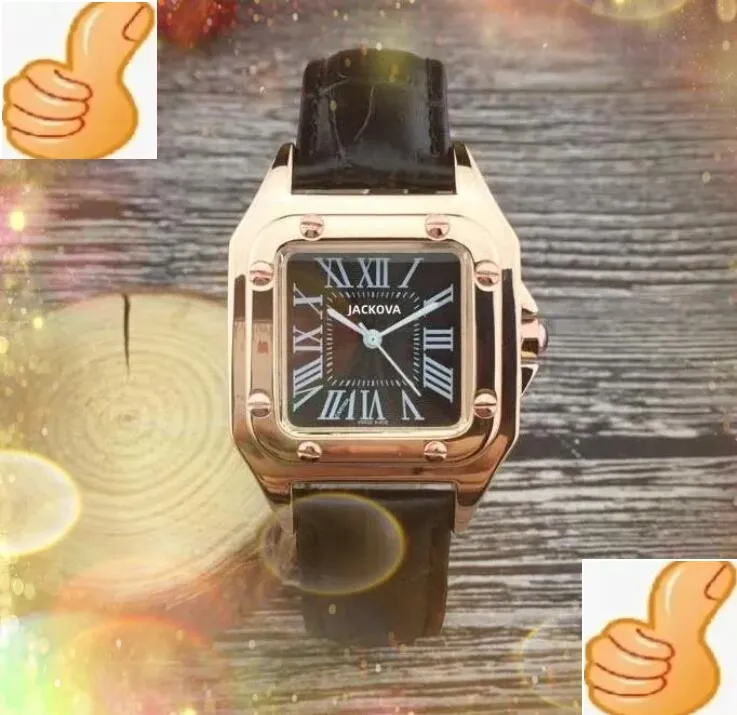 Haute qualité cadran romain carré femmes montre 32mm bracelet en cuir véritable montres de créateur mouvement à quartz réservoir boîtier en acier inoxydable analogique montre-bracelet décontractée