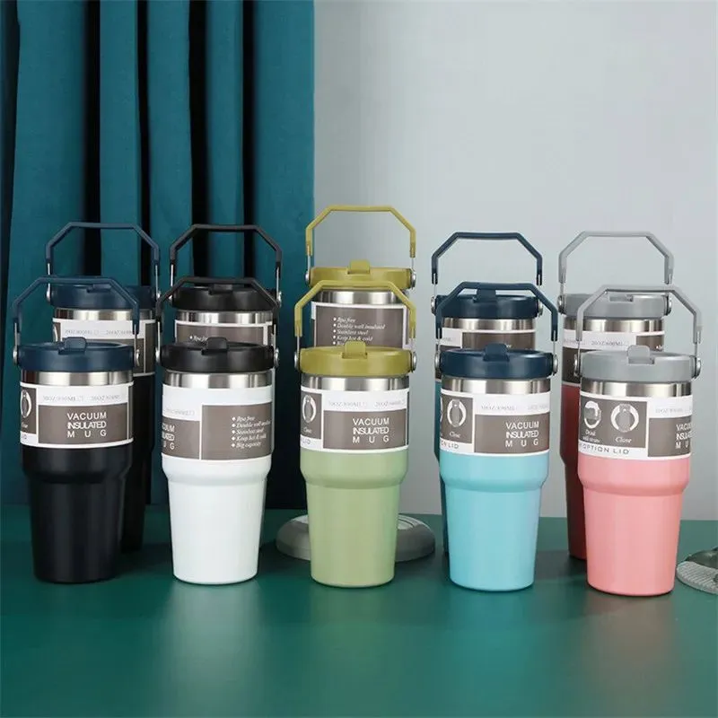  Tumbler With Logo 20oz Vacuum Insulated Stainless Steel Double Wall Coffee Tumbler With Handle Straw Lid 0128
