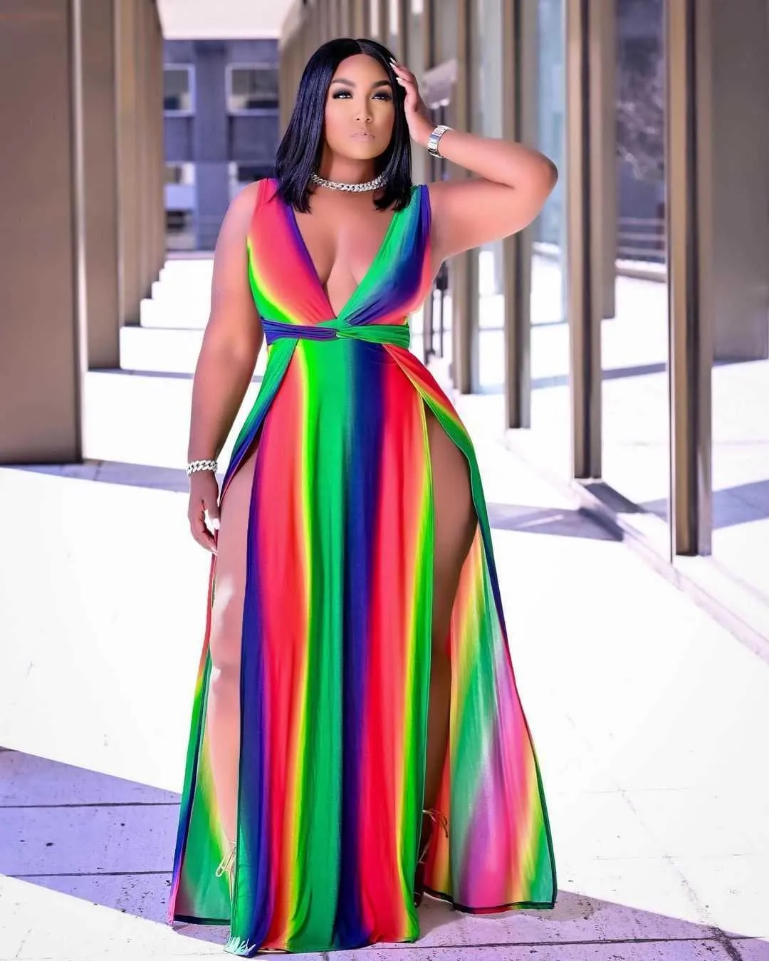 Plus Size Women Dresses 2023 Summer New Long Maxi Dress Loose Multi Color Big Swing Sleeveless Dress Lady Skirt XXL XXXL