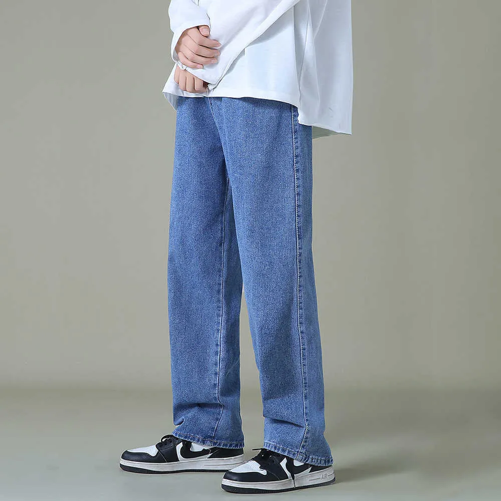 Heren jeans streetwear heren blauw wide been jeans nieuwe herfst Koreaanse stijl mode rechte baggy denim broek deuk tiener broek z0301