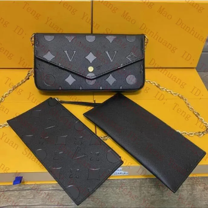 Designer väskor kvinnor messenger axel crossbody väskor multi pochette 3 stycken set handväska mode louiseitys avtagbar kedjekoppling påse plånböcker viutonitys väska