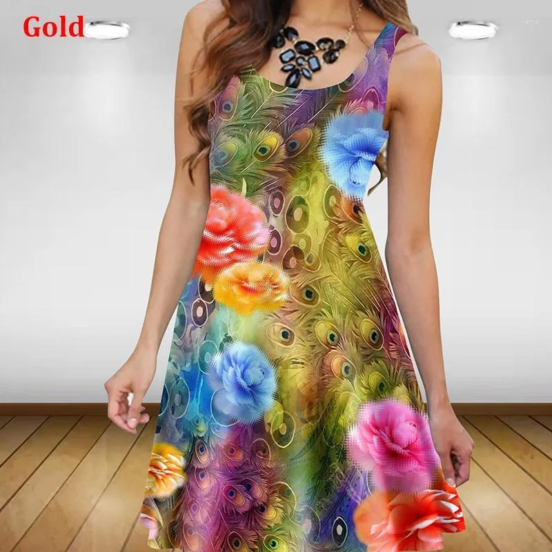 Casual jurken Women Fashion 2023 Off Schouder Floral Printed Dress Sexy XS-8XL Slim Mouwloze pullover A-Line Mini Femme