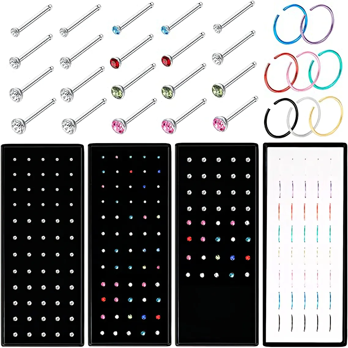 316L Surgical Steel Straight Bone Lbend Screw Nose Stud Ring