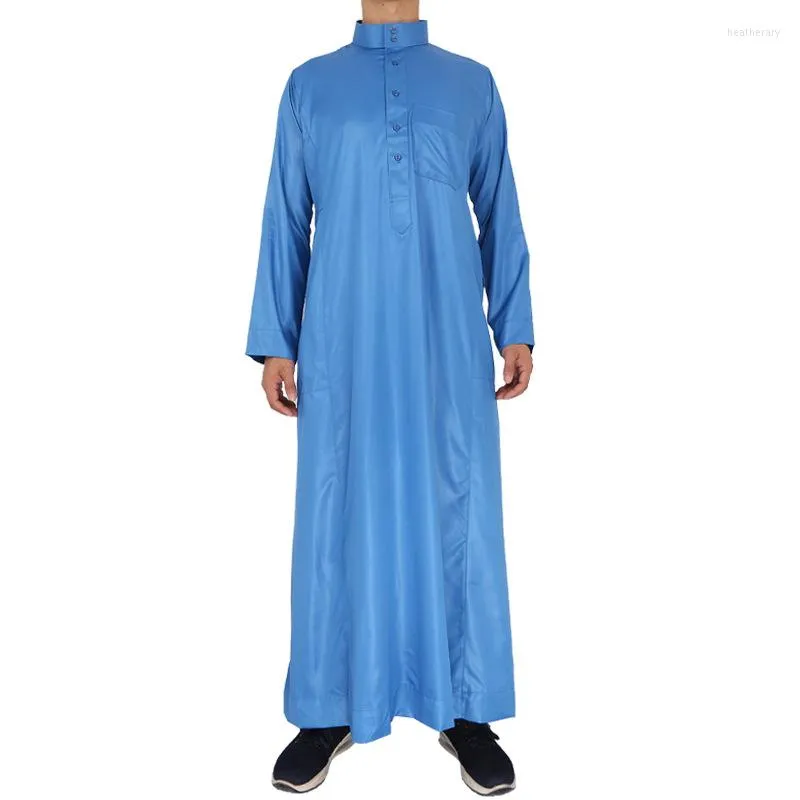 Vêtements ethniques (bleu blanc peut choisir la taille) Robe musulmane arabe couleur unie Thobe