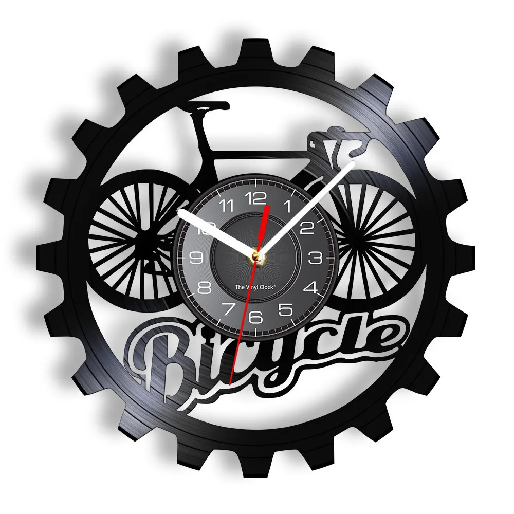 Wandklokken fietscyclus vinyl LP Record Wall Clock voor fietsenwinkel Sport unieke kunstontwerp fietsers wandklok fiets hobby accessoires cadeau 230301