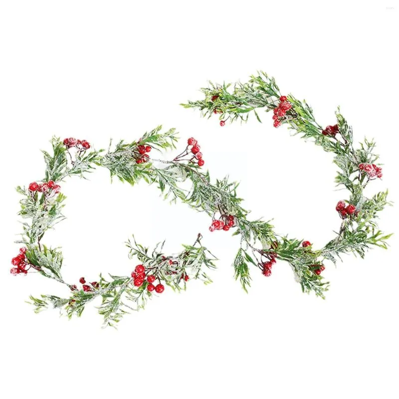 Dekorative Blumen 160 cm Weihnachtsdekoration Künstliche Schneeflocke Kiefer Rebe Ornamente Girlande Hause Baum Hängen Zweig Kranz DIY B9B1