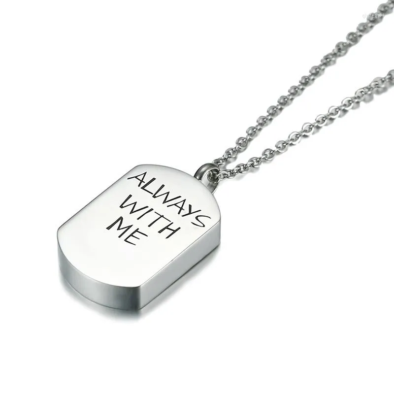 Pendant Necklaces Always With Me Stainless Steel Dog Tag Urn Necklace Memorial Cremation For Ashes Personalized Remembrance