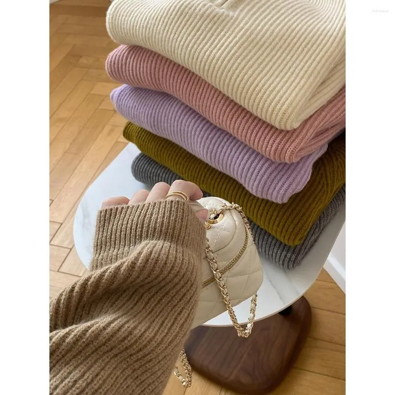 Women's Sweaters Lazy Wind Lapel Sweater Women 2023 Fall High Collar Zipper Pullover Knitwear Women's Clothing