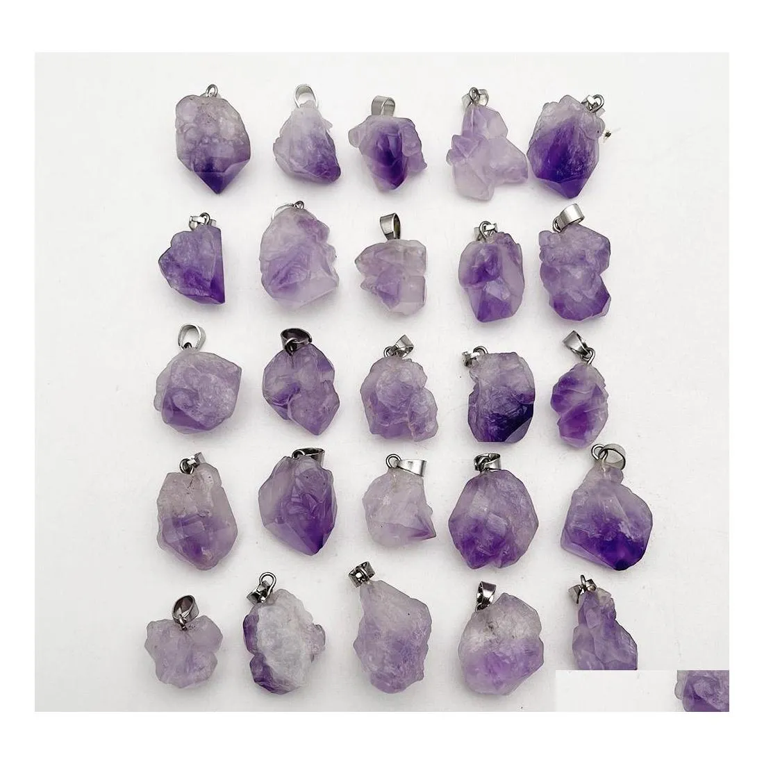 car dvr Charms Natural Amethysts Stone Pendants For Jewelry Making Irregar Accessories Drop Delivery Findings Components Dhv9I