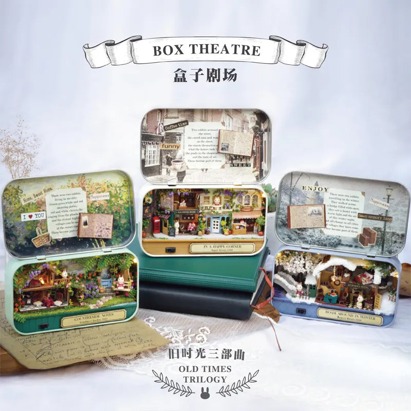 Party Games Crafts Box Theatre Dollhouse Furniture Miniature Toy DIY Miniatures Doll House Furnitures Casa Toys for Children Birthday Gift Q4 230301