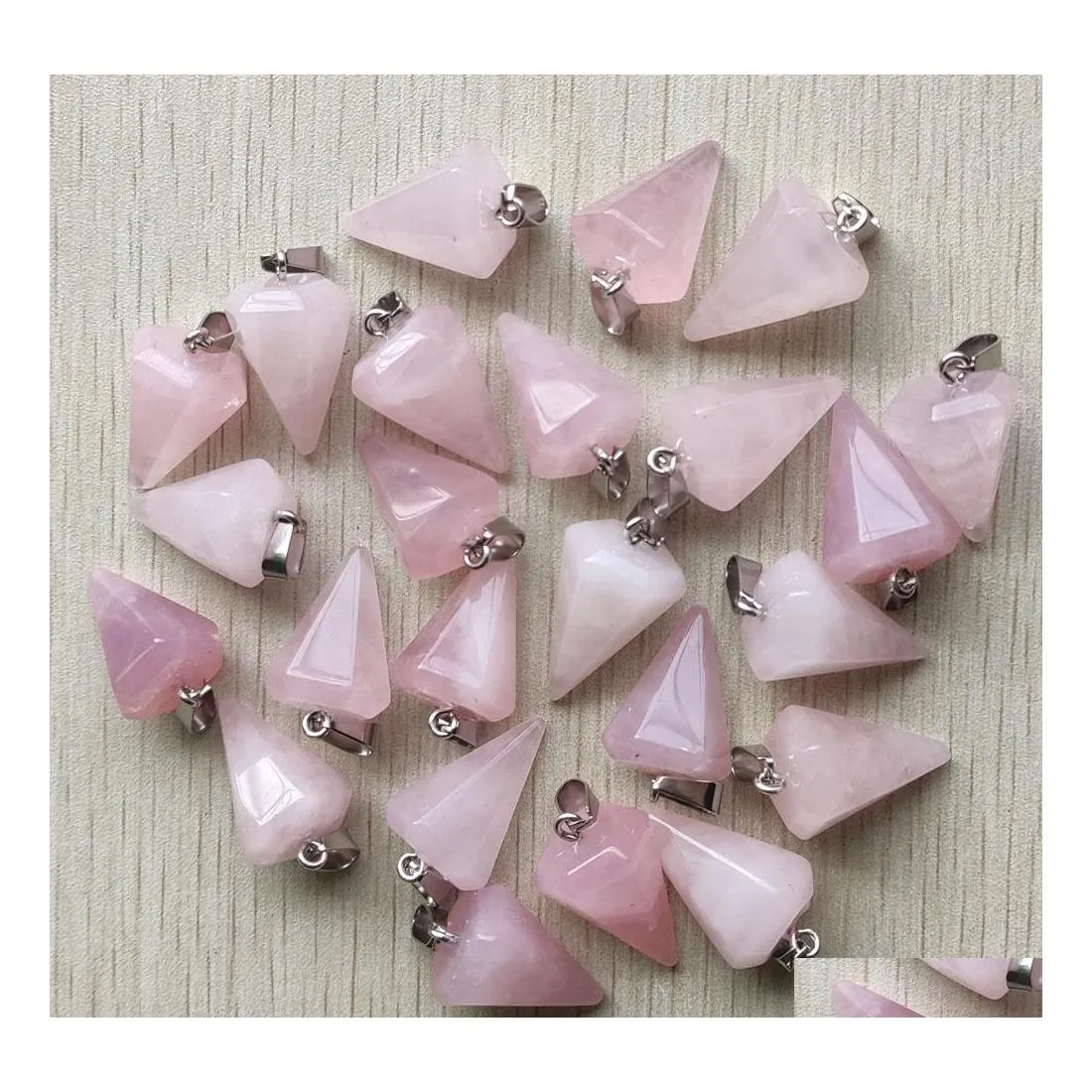 bil dvr charms naturliga rosa rosor kvarts sten hexagon pyramis reiki pelare pendum pendants för halsband smycken gör droppleverans findin dhcev