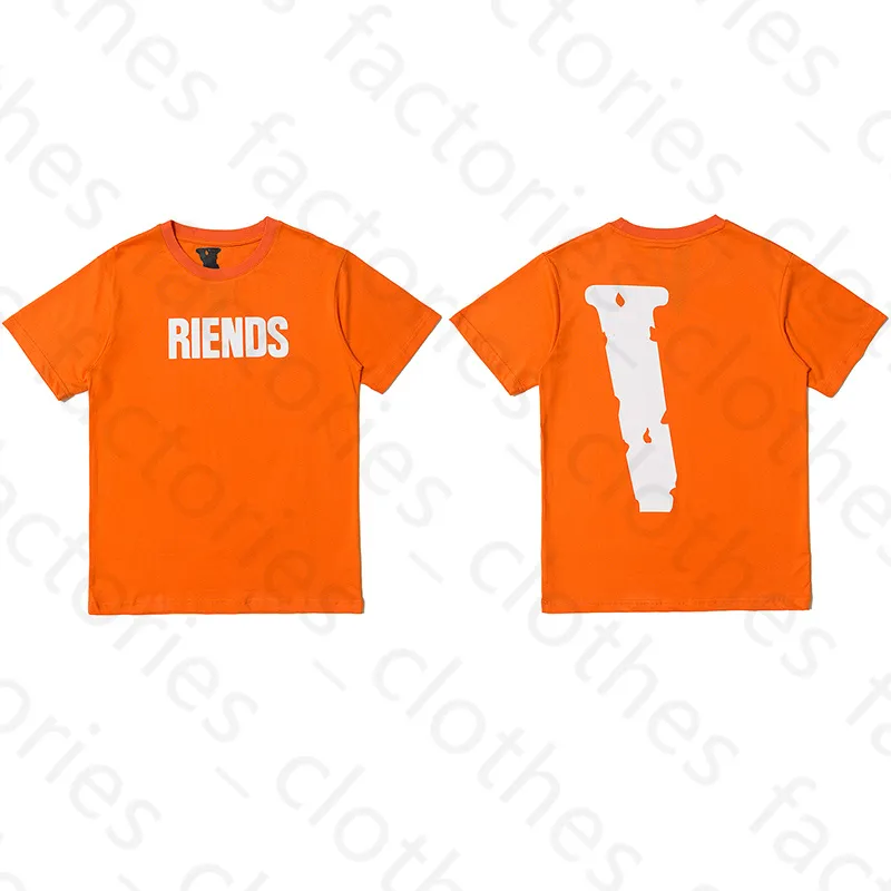 Sommer Herren Designer T-Shirt Friends Letter Print T-Shirt Big V Herren Damen Kurzarm Hip Hop Style Schwarz und Weiß Orange T-Shirt Größe S-XL