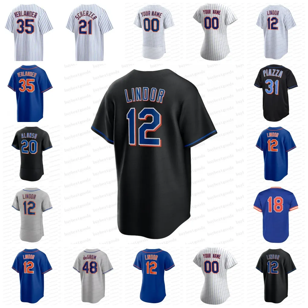 12 Francisco Lindor Trikot Pete Alonso Brandon Nimmo Edwin Diaz Justin Verlander Max Scherzer Jeff McNeil Daniel Vogelbach Francisco Alvarez Luis Guillorme Marte