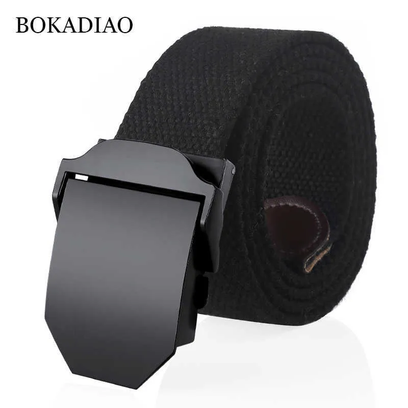 Belts BOKADIAO Men Women Military Canvas belt luxury Black Metal buckle jeans belt Army tactical belts for women waistband strap male Z0228