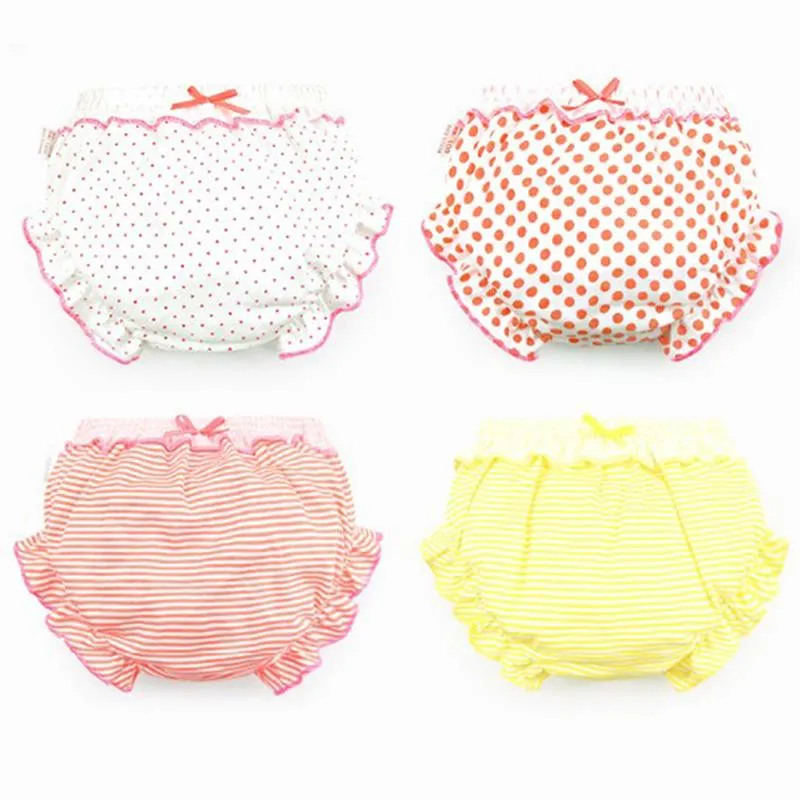 Panties Styles Cute Stripe Dots Ruffle Kids Girl Infant Baby Cotton Underwear For 0-2T Children Gifts