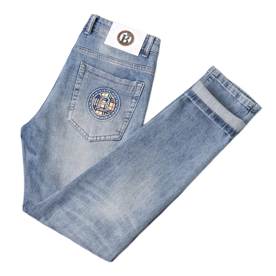 Men's Jeans Spring Summer Thin Denim Slim Fit European American High-end Brand Small Straight Pants XW2069-2