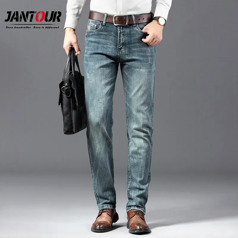 Jeans da uomo Jeans in denim di cotone di alta qualità uomo autunno affari di marca Pantaloni jeans casual dritti di grandi dimensioni 40 42 44 230301