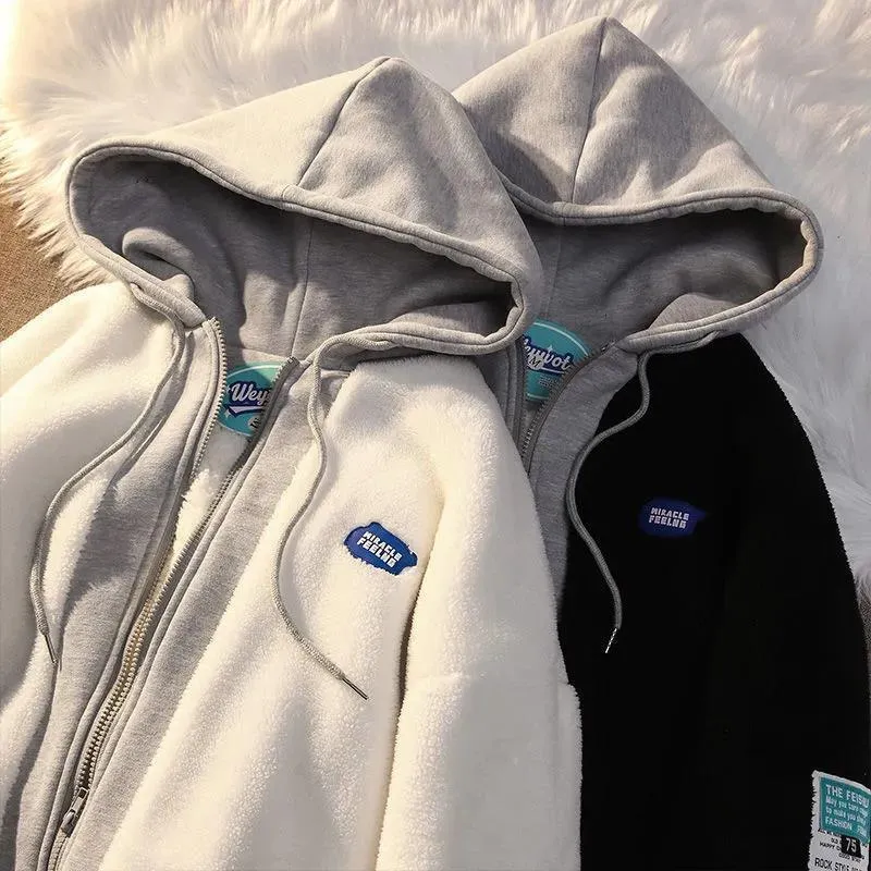 Winter Lamb Wool Teddy Fleece Hoodie Thick Warm And Fashionable With Padded Jacket Hiphop Oversized Patchwork Zip Up Hood Hooded Sweatshirt Style 230301 From Yujia02 10.98 DHgate.Com