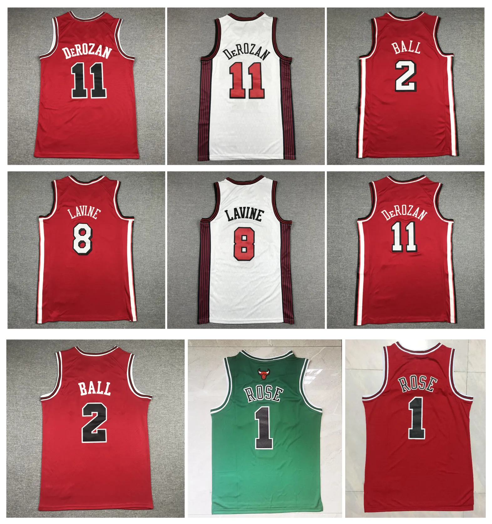 SL Zach Lavine Bull Demar Derozan Basketball Jersey Chicagos Derrick Rose Lonzo Ball Red White Size S-XXL