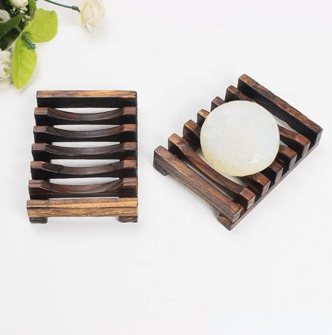 Quality 20pcs Natural Bamboo Wood Soap Dishes Wooden Soap Tray Holder Storage Rack Plate Box Container Bath Soap Holder