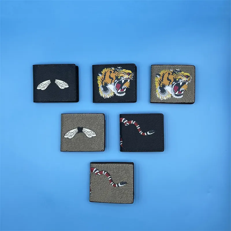 Mens Designer Animal Short Wallet Tiger Bee Snake Portefeuilles Dames Photo Passcard Card Holder Gift Wallet G60223