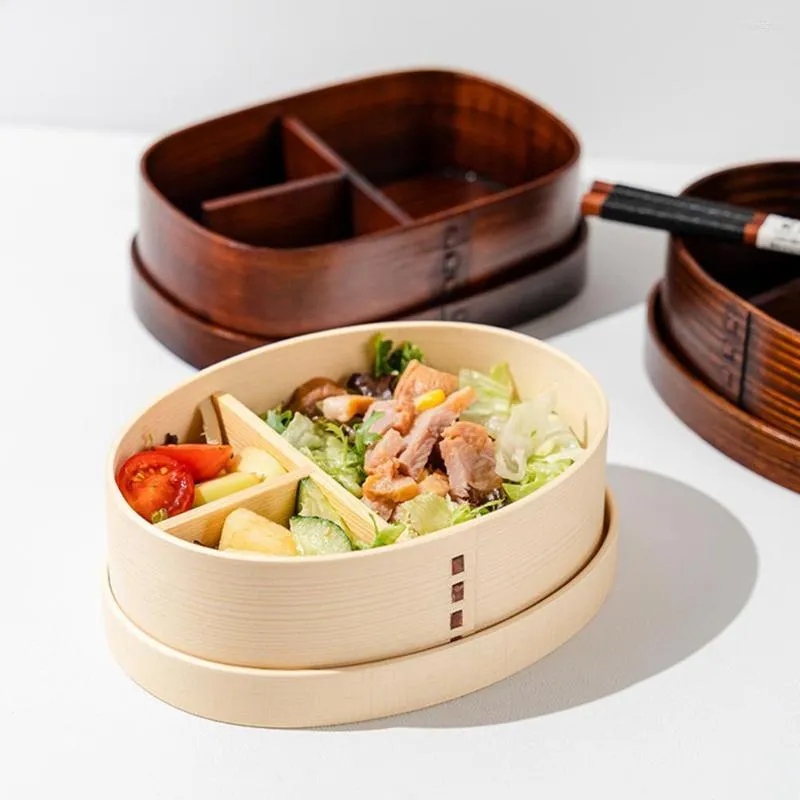 Dinnerware Sets Eco-friendly Lunch Box Easy To Clean Bento Large Capacity Thermal Insulation Single-layer Wood