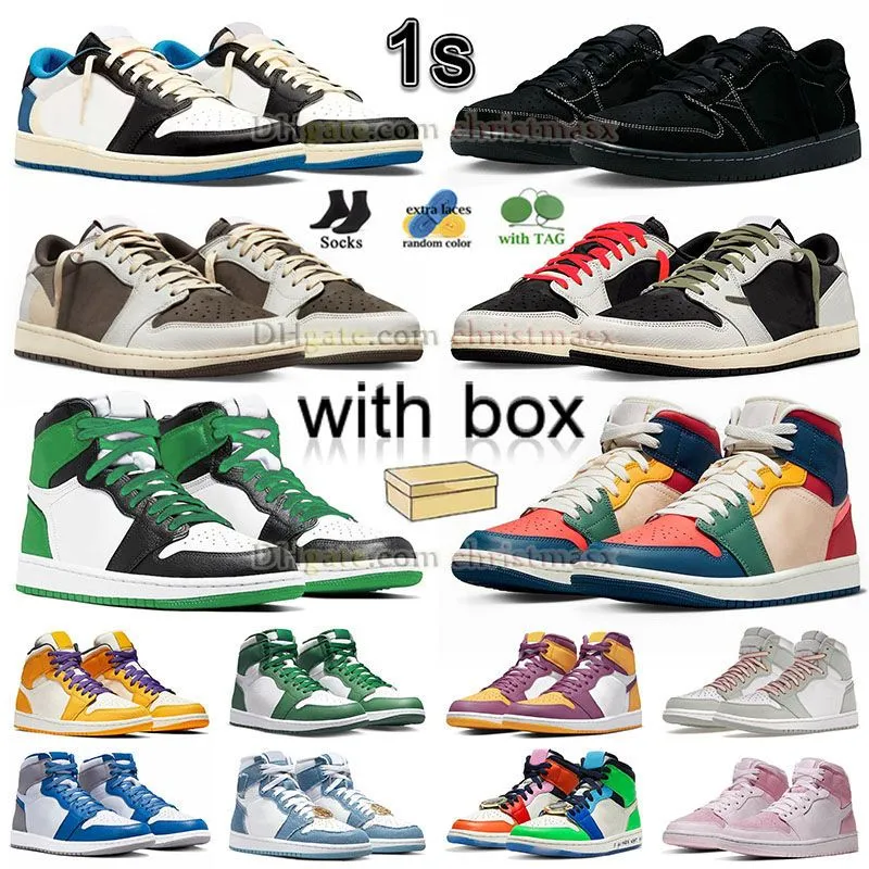 Jumpman 1 High OG Sapatos de basquete verde Lucky com caixa masculina feminino 1