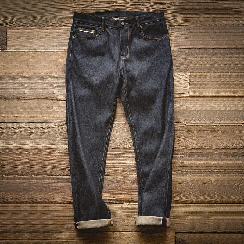 Męskie dżinsy Maden męskie retro duże dżinsowe dżinsy bawełniane odzież roboczą swobodne spodnie oryginalne krowę amekaji ciemne spodnie kolorów 230301