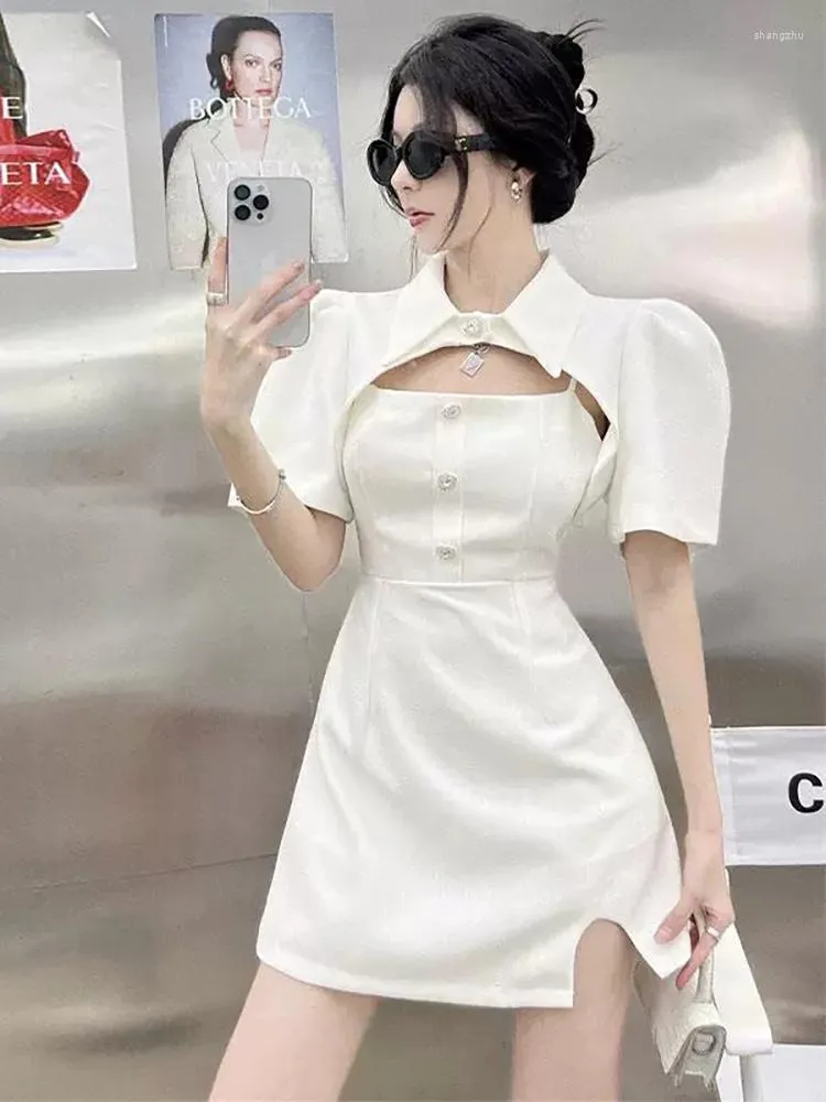 Work Dresses High-grade And High-cold Style Polo Collar Suspender Dress Two-piece Suit In Early Spring 2023